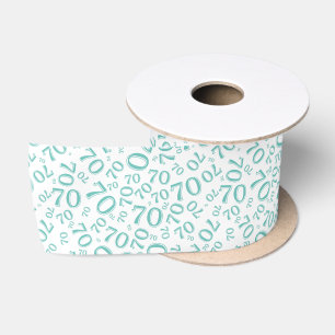 70e Moderne Willekeurige Nummer Patroon Teal/Wit Lint