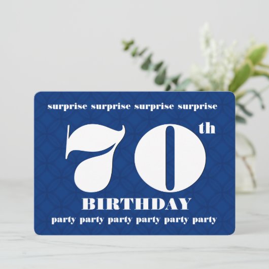 70e OOGST Blauw en Witte verjaardag Partij v005A Kaart (Staand voorkant)