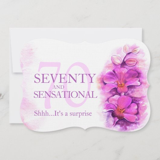 70e Orchidee waterverf paarse 70 en sensationeel Kaart (Voorkant)