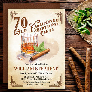 70e ouderwetse whiskey sigaar verjaardagsfeestje kaart