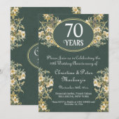 70e Platina bruiloft Jubileum Rich Floral Kaart (Voorkant / Achterkant)