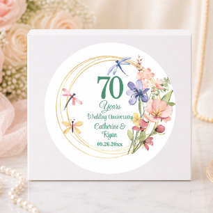 70e platina huwelijksjubileum gouden lijst ronde sticker