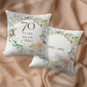 70e Platina Huwelijksjubileum Rozen Bloemen Kussen