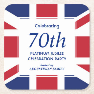 70e Platina Jubileum UNION JACK Vierkante Kartonnen Onderzetter