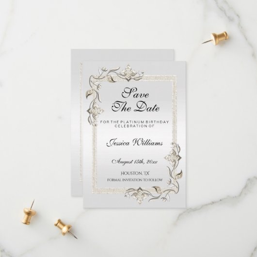 70e Platinum Birthday Save The Date (Voorkant / Achterkant in situ)