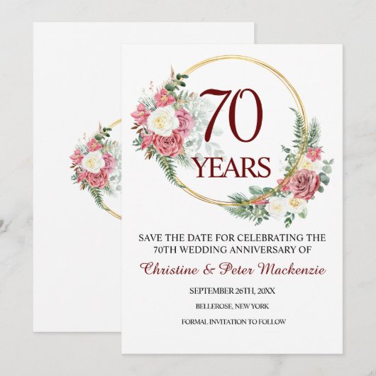 70e Platinum Wedding Jubileum Save The Date (Voorkant / Achterkant)