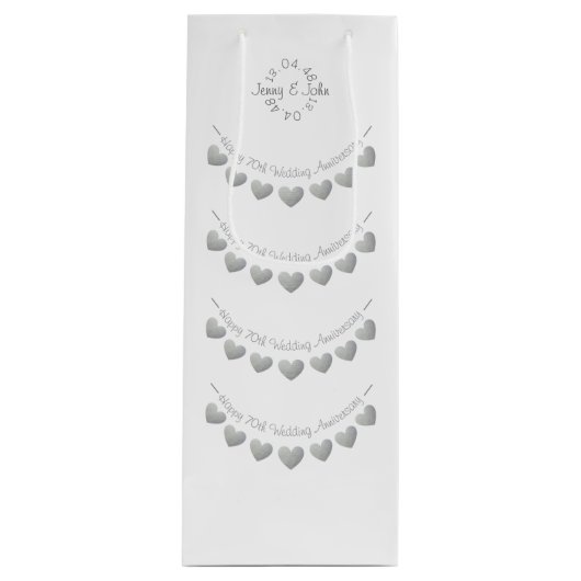 70e Platinum Wedding Jubileum Wijn Cadeautas (Voorkant)