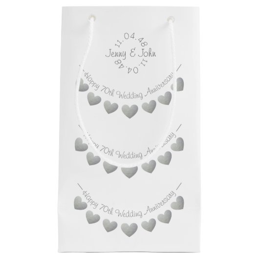 70e Platinum Wedding Jubileum wit Klein Cadeauzakje (Voorkant)