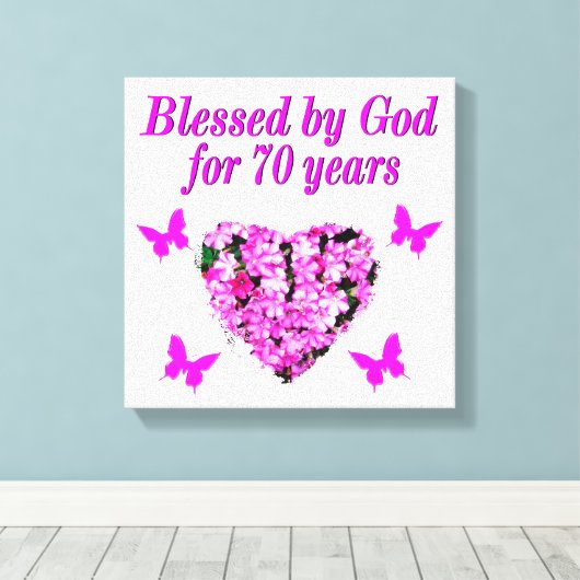 70E ROZE BLOEMEN VERJAARDAG ONTWERP CANVAS AFDRUK (Insitu (Houten vloer))