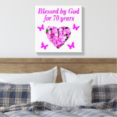 70E ROZE BLOEMEN VERJAARDAG ONTWERP CANVAS AFDRUK (Insitu (Slaapkamer))