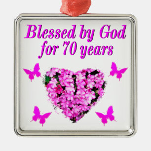  70E ROZE BLOEMEN VERJAARDAG ONTWERP METALEN ORNAMENT