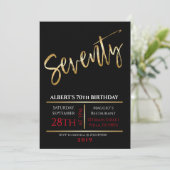 70e Seveneth Anniversaire Gold Black Invitation (Debout devant)