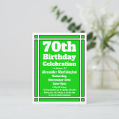 70e simple Green Birthday Invitation Carte postale (Debout devant)