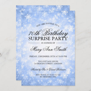 70e Surprise Birthday Blue Winter Wonderland Kaart