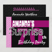 70e Surprise Birthday Party roze Pattern Sjabloon Kaart (Voorkant / Achterkant)