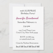 70e SURPRISE Invitation à la fête d'anniversaire R (Dos)