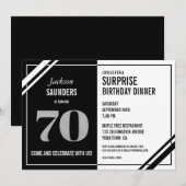 70e surrogaatdag Modern Black White Dinner Kaart (Voorkant / Achterkant)