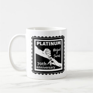 70e trouwdag blauw platina traditioneel koffiemok