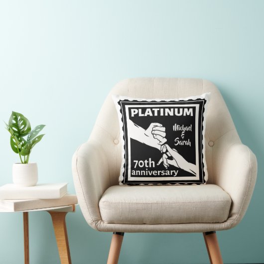 70e trouwdag blauw platina traditioneel kussen (Stoel)