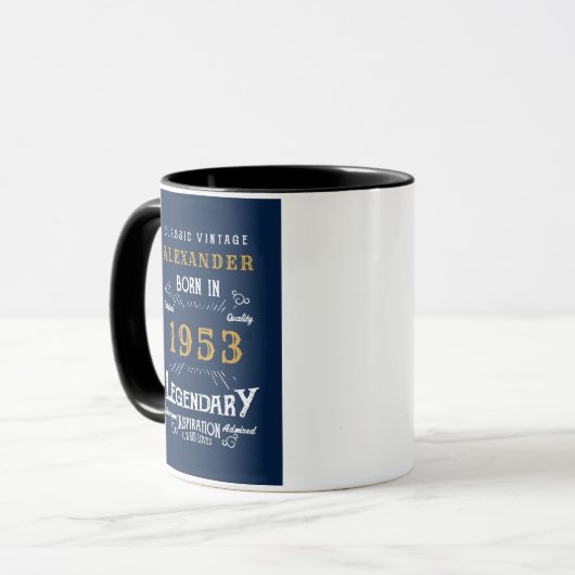 70e verjaardag 1953 Voeg de naam Blue Gold toe Mok (Voorkant links)