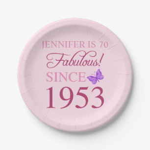 70e verjaardag 1953 voor vrouwen papieren bordje