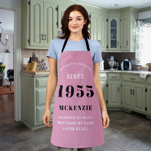 70e verjaardag 1955 Naam Chic Elegant Roze Schort