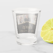 70e Verjaardag 3-Foto Zwart Goud Script Cheers Shot Glas (Achterkant)