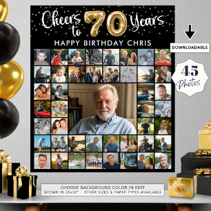 70e verjaardag 45 foto collage Proost op 70 jaar Poster