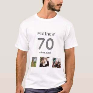 70e verjaardag aangepaste foto monogram man t-shirt