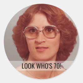 70e verjaardag Aangepaste foto-stickers Ronde Sticker