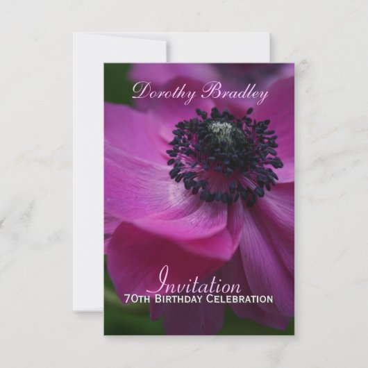 70e verjaardag Anemone Custom Invite 2 Kaart (Voorkant)
