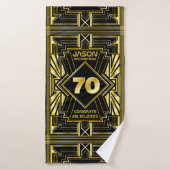 70e verjaardag Art Deco Gold Black Grote Gatsby Badhanddoek (Badhanddoek)