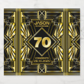 70e verjaardag Art Deco Gold Black Grote Gatsby Bier Etiket (Enkel label)