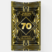70e verjaardag Art Deco Gold Black Grote Gatsby Spandoek (Verticaal)