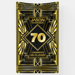 70e verjaardag Art Deco Gold Black Grote Gatsby Spandoek