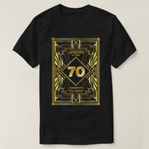 70e verjaardag Art Deco Gold Black Grote Gatsby T-shirt