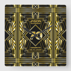 70e verjaardag Art Deco Gold Black Grote Gatsby Vierkante Klok