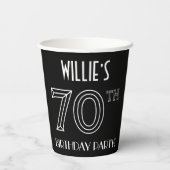 70e verjaardag: Art Deco Style + aangepaste naam Papieren Bekers (Achterkant)