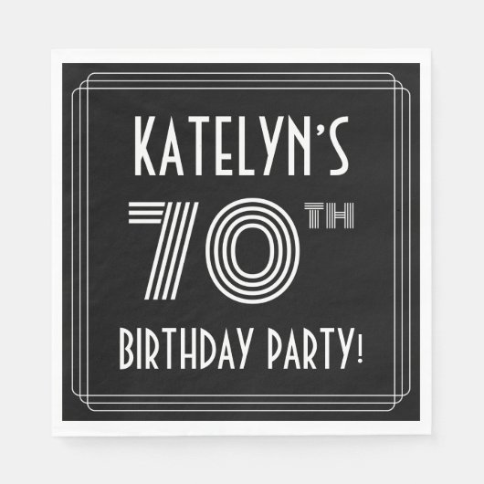 70e verjaardag: Art Deco Style + aangepaste naam Servet (Voorkant)