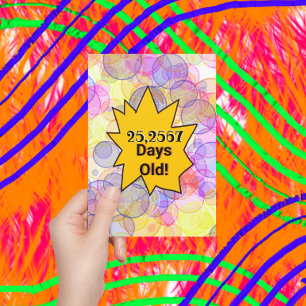 70e verjaardag badge leeftijd in dagen kaart