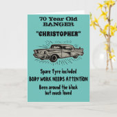 70e verjaardag Banger Love Vintage Car Retro Style Kaart (Gele Bloem)