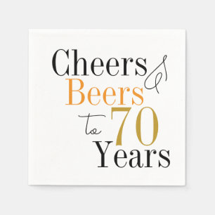 70e verjaardag Beers en Cheers Minimal Party Servet