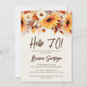 70e Verjaardag Beige Herfst Bloemen Kaart (Voorkant)