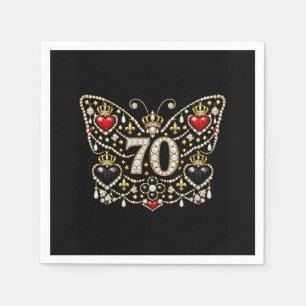 70e verjaardag bezet met diamanten vlinder servet