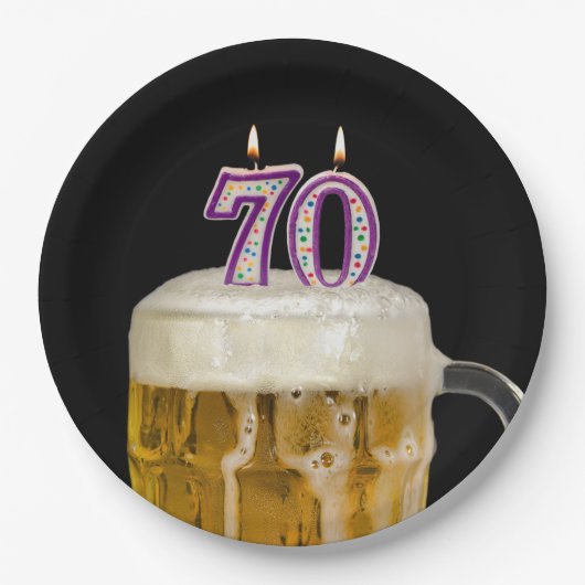 70e verjaardag bier op zwart Bord (Voorkant)
