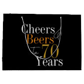 70e verjaardag Bieren en Proost Zwart Goud Party Groot Cadeauzakje (Achterkant)