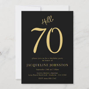 70e verjaardag Black and Gold Kaart