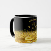 70e verjaardag Black Gold Bow Naam Mok (Voorkant links)