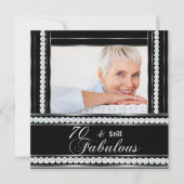 70e verjaardag Black White Silver Diamond Kaart (Voorkant)