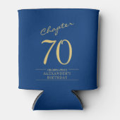 70e verjaardag Blauw Goud Foto Sjabloon Blikjeskoeler (Voorkant)